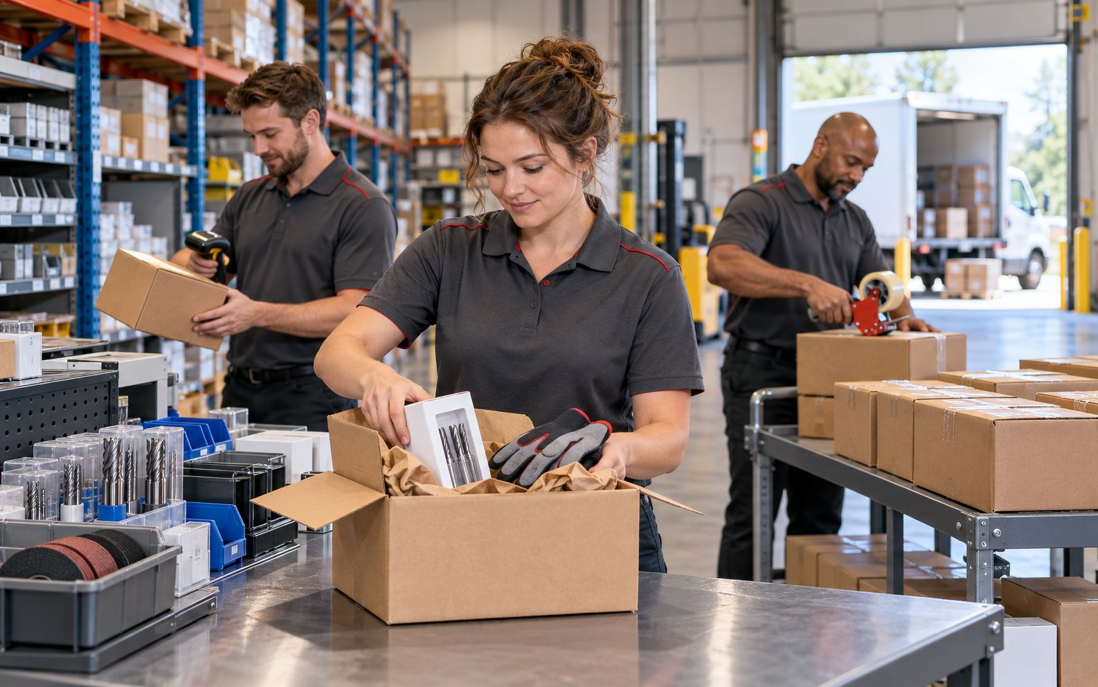 Mars Supply warehouse team packing and shipping same-day orders