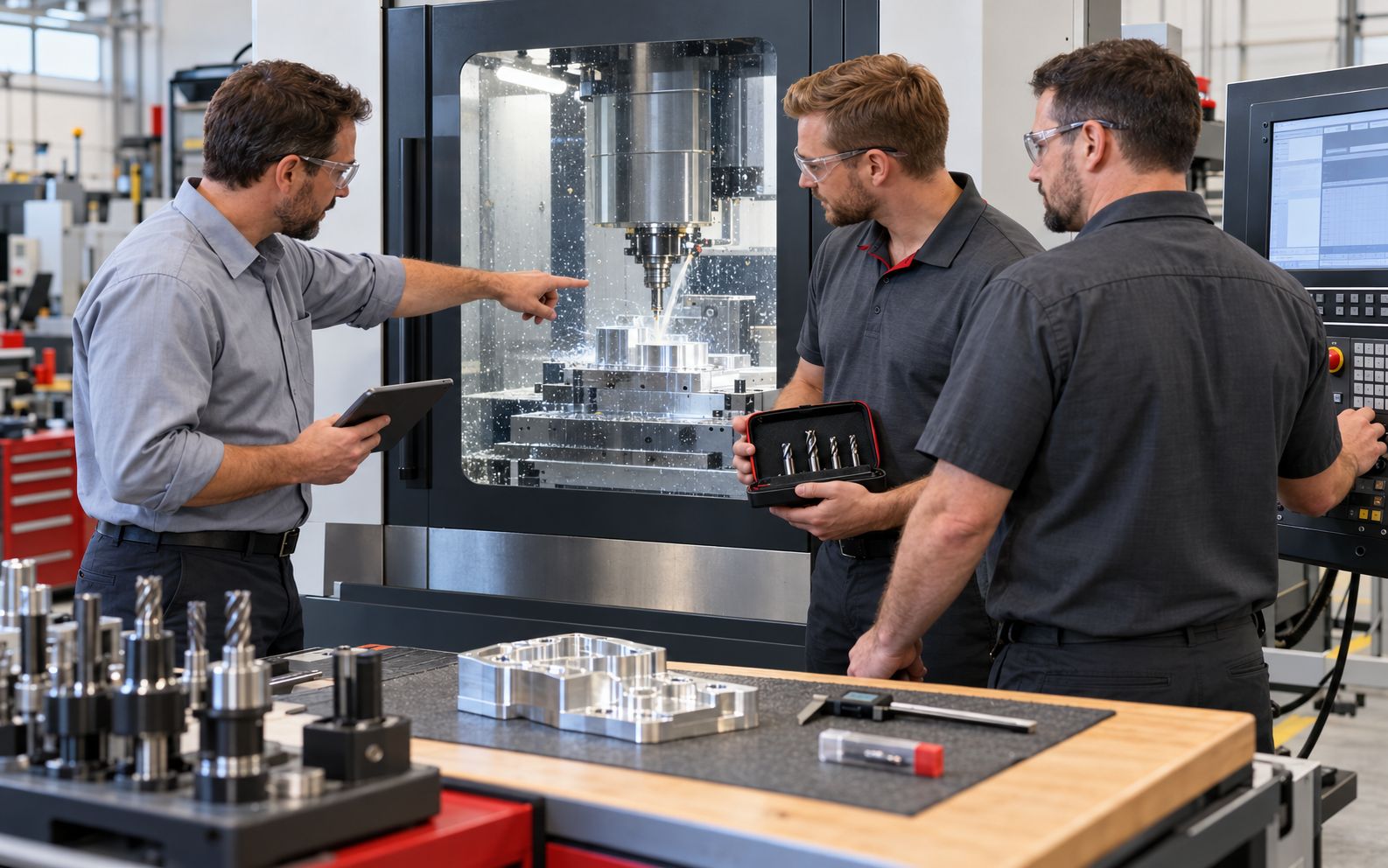 Mars Supply specialist running a cutting tool test on a customer CNC machine to reduce costs